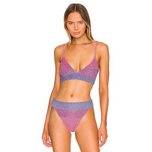 Beach Riot X REVOLVE Riza Bikini Top in Gemstone Colorblock in Pink